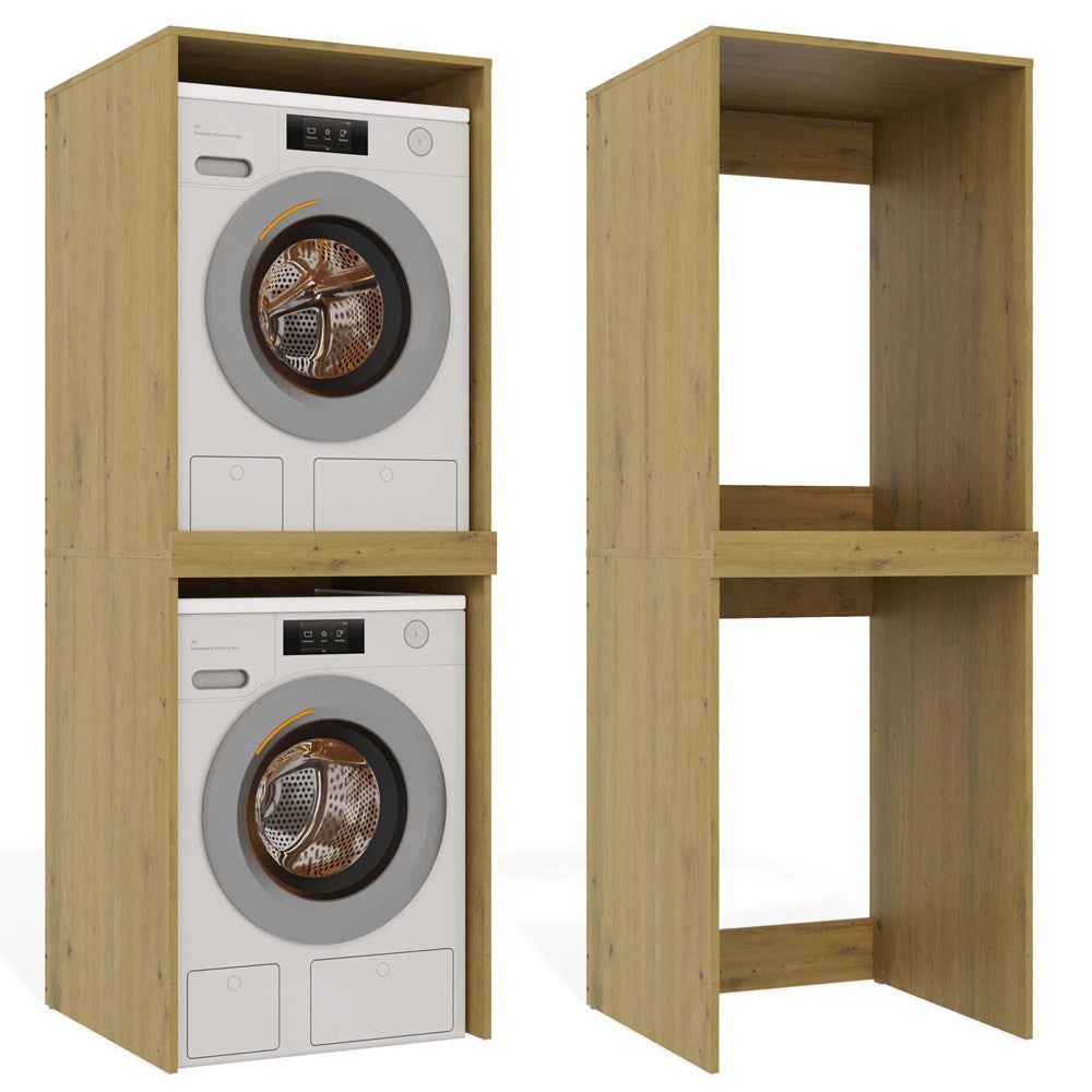 Wasmachine Wasdrogerkast Eiken Kleur