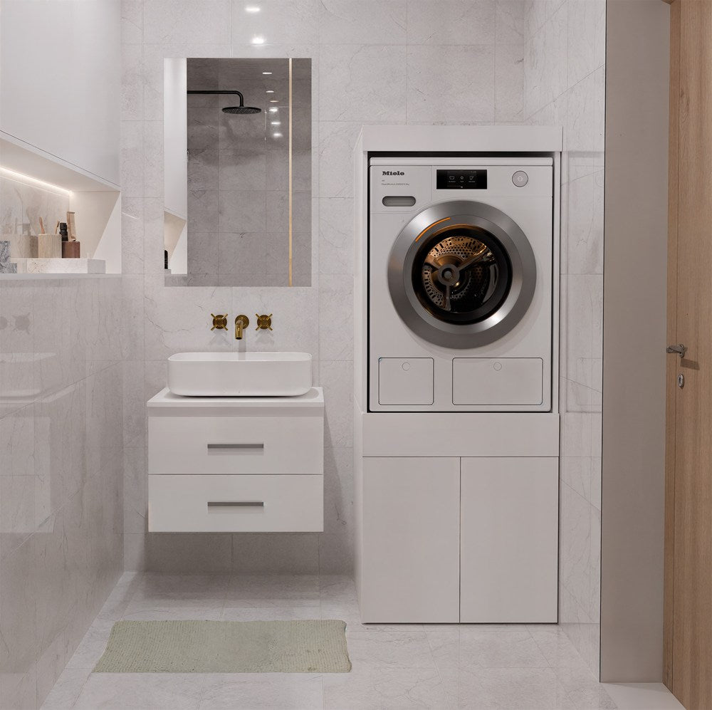 Wasmachine of wasdroger kast met lade wit